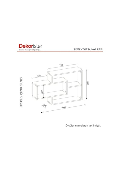 Dekorister Sementha Duvar Rafı Beyaz-Ceviz