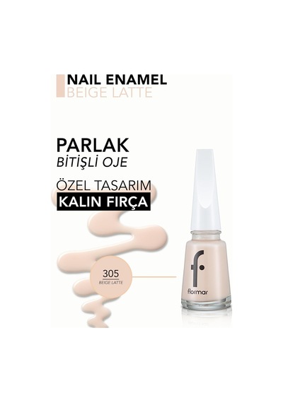 Flormar Klasik Parlak Bitişli Yüksek Pigmentli Oje -nail Enamel- 305 Beıge Latte New- 8682536035835