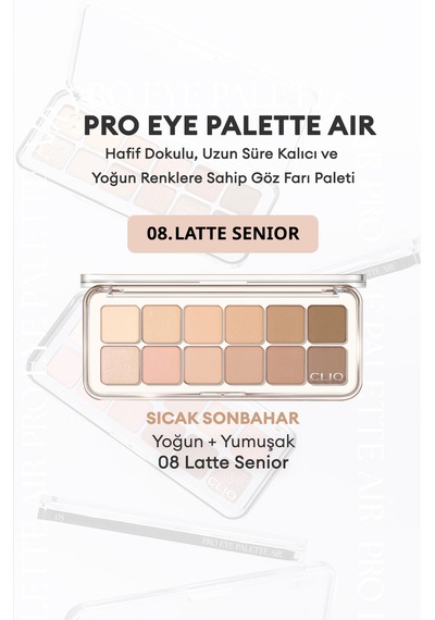 Clio Hafif Dokulu Yoğun Renklere Sahip Göz Farı Paleti 08 Latte Senior