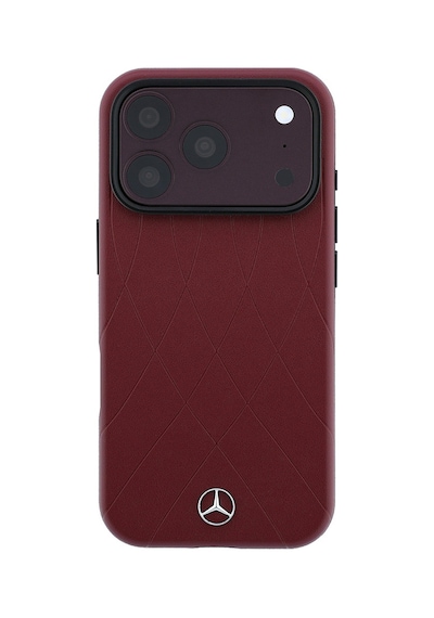 Apple Uyumlu iPhone 18 Pro Max Kılıf Mercedes Benz Lisanslı M-safe Uyumlu 3d Metal Logolu Crossed Lines Bordo