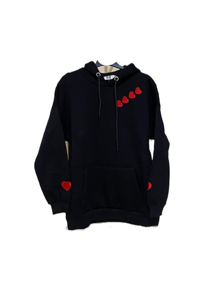 Madame Sare Kalpli Nakışlı Sweatshırt Şardonlu Premium Siyah