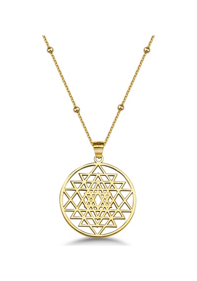 Sri Yantra Gümüş Kolye - Altın Altın