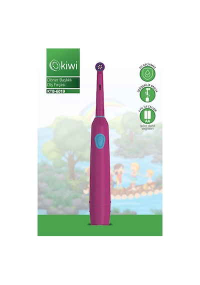 Kiwi Ktb-6019 Döner Başlıklı Plak Giderici Pilli Diş Fırçası Bordo