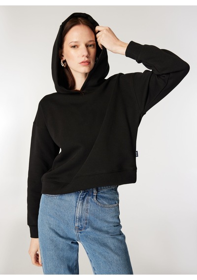 Mustang Siyah Kadın Kapüşon Loose Fit Düz Sweatshirt M4wl-swt-1936