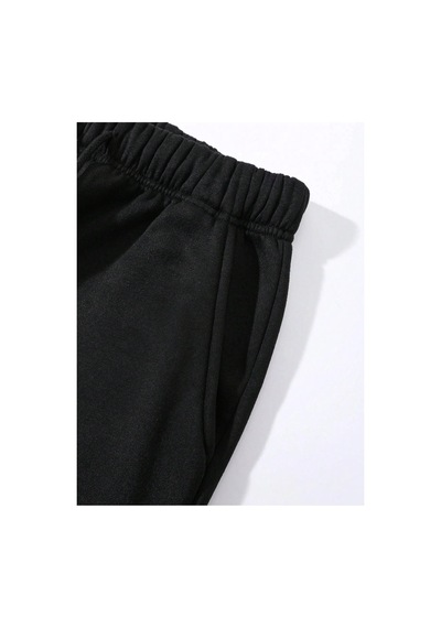 Tarzsokak Letter Graphic Drawstring Waist Pants Siyah
