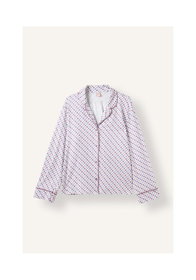 Defacto Regular Fit Desenli Biyeli Uzun Kollu Pijama Takımı H9100ax26aupr461 Mor-pr461