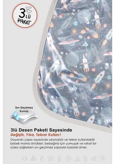 Proof 3'lü Sıvı Su Geçirmez Bebek Mama Önlüğü Mod-1 Genel