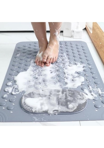 Vantuzlu Banyo Ve Duş Kaydırmazı Duşa Kabin Küvet İçi Vantuzlu Banyo Duş Paspası 35x69 Cm Gri Genel