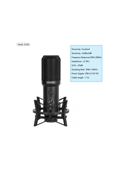 Usb Condenser Masaüstü Mikrofon Seti Kardioid Yönlü, 16bit/48khz Profesyonel Kayıt, Led Kontrollü, Shock Mount