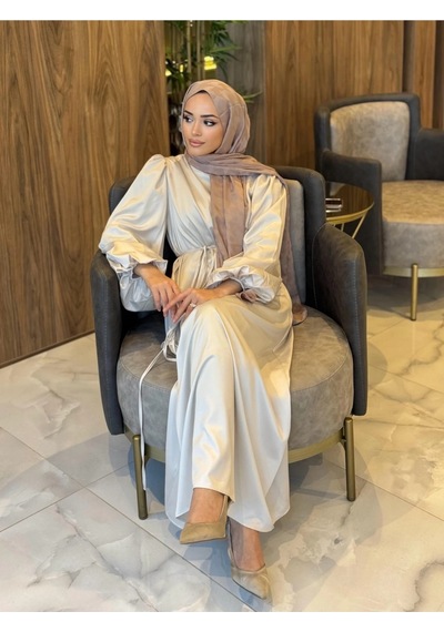 Elb003 Biye Kemerli Saten Elbise 001