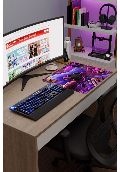 Poppy Playtime Kaymaz Dikişli Kauçuk Oyuncu Mousepad V1 - 48x40 Xl Gaming Mouse Pad Fare Altlığı