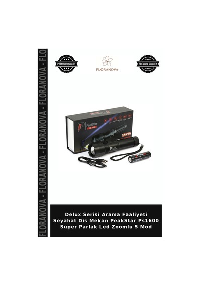 Delux Serisi Arama Faaliyeti Seyahat Dis Mekan Peakstar Ps1600 Süper Parlak Led Zoomlu 5 Mod Çok Renkli