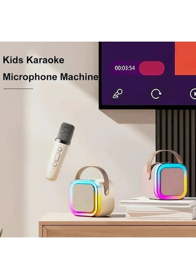 Bluetooth Hoparlör K12 Karaoke Makinesi Taşınabilir 5. Kablosuz Mikrofonlar İle Blue 1 Mic