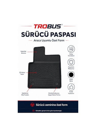 Trobus Toyota Proace City 2019 Ve Sonrası 7 Koltuk 2d Havuzlu Paspas
