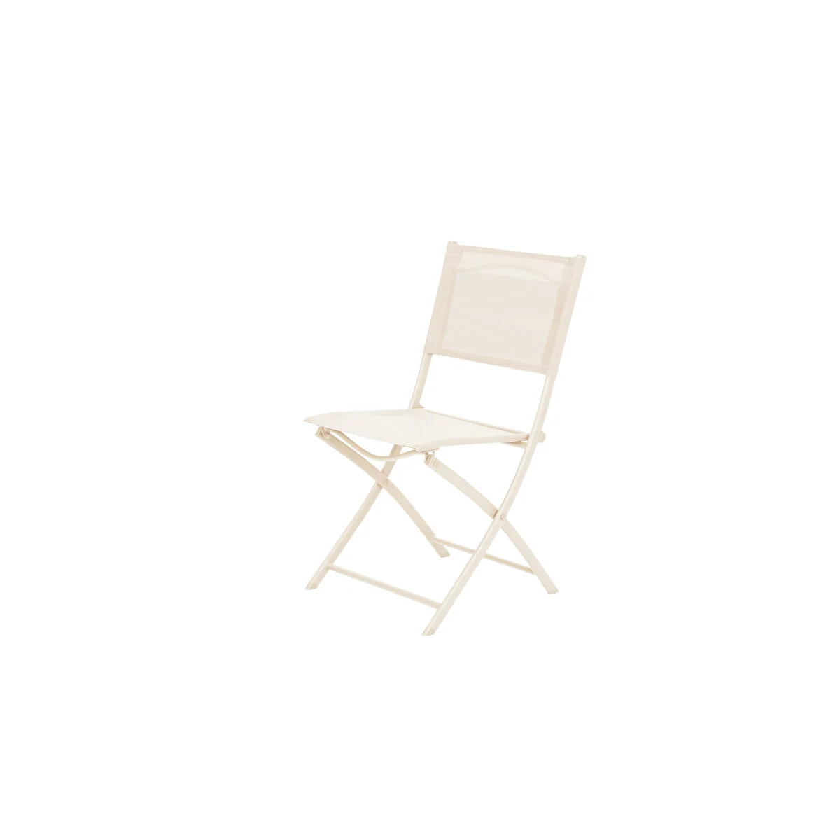 Katlanabilir Bahçe Ve Balkon Sandalyesi Krem Renk Çelik Gövdeli Metal Katlanır Dış Mekan Sandalyesi 84,5x50x46,5 Cm