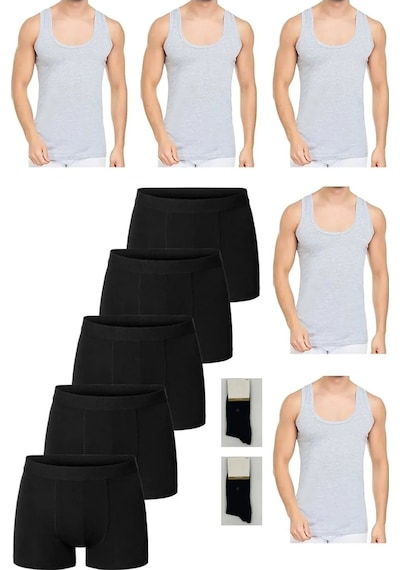 Erkek Pamuklu Erkek Atlet-boxer Takım 2 Çift Çorap