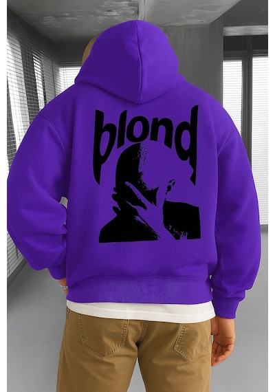 Blond Baskılı Ünisex Kapüşonlu Sweat Mor