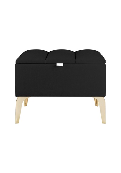 Vetra Mini Royal Siyah Kumaş Sandıklı Dekoratif Puf&bench-dilimli Model-gold Ayak-modern Puf