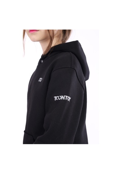 Toontoy Kız Çocuk Oversize Kapüşonlu Cepli Nakış Baskılı Yırtmaçlı Sweatshirt - 3 İplik Şardonlu Siyah Toontoy Kız Çocuk Oversize Kapüşonlu Cepli Nakış Baskılı Yırtmaçlı Sweatshirt - 3 İplik Şardonlu Siyah