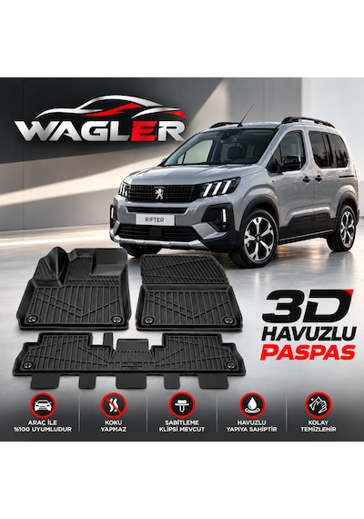Wagler Peugeot Rifter 2019 Sonrası Havuzlu Paspas