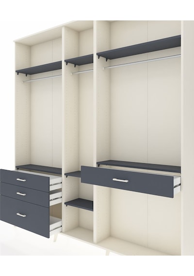 Arges Dolap 7 Raflı 4 Çekmeceli 3 Askılı 220x30x243 Aytaşı-antrasit/antrasit Antrasıt/antrasıt