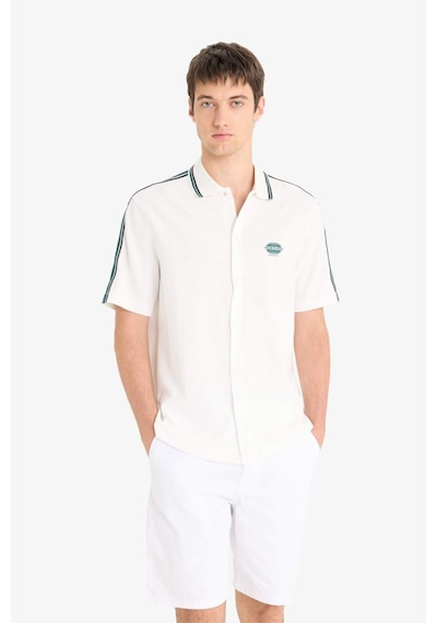 Defacto Relax Fit Polo Yaka Hafif Kumaş Baskılı Yazlık Kısa Kollu Gömlek F0200ax25smer105 Ekru