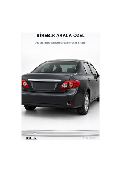 Toyota Corolla 2007-2010 Uyumlu Krom Bagaj Çıtası Paslanmaz Çelik