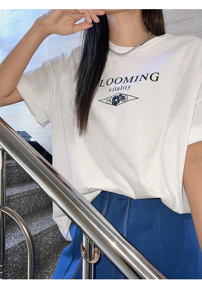 Flood Of Style Blooming Vitality Baskılı Beyaz Oversize Tişört