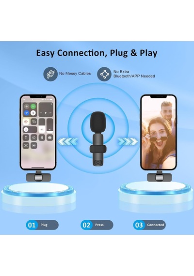 2 Li Kablosuz Yaka Mikrofonu Android Uyumlu Type-c Bağlantı Tak Çalıştır Gürültü Azaltma Video Çekim & Canlı Yayın İçin