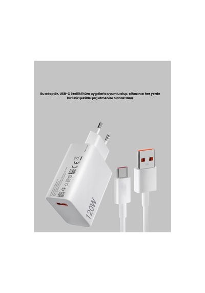 120w Ultra Hızlı Şarj Adaptörü Usb-c Destekli Güçlü Şarj Teknolojisi Sarı