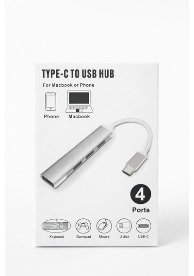 Type C To Usb Hub 4 Port Dönüştürücü Adaptör Apple Uyumlu Macbook & Telefon Uyumlu Hızlı Veri Aktarımı