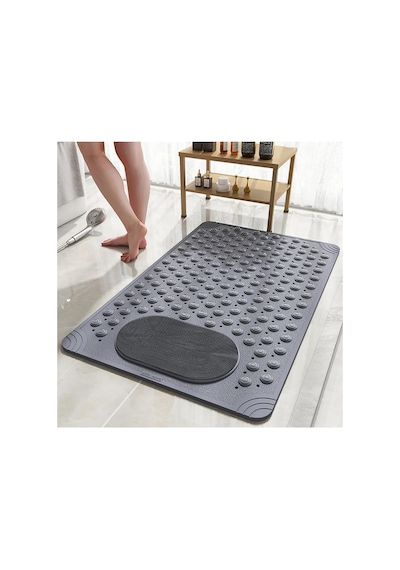 Sea Home Antrasit Renk Silikon Kaymaz Tabanlı Banyo Paspası Duş Kaydırmazı Vantuzlu 36 X 69,5 Cm Çok Renkli