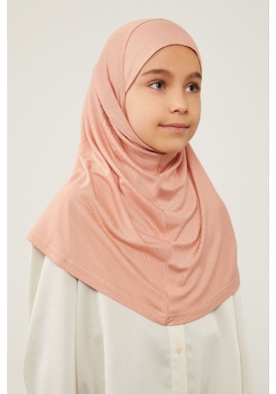 Melodi Scarf Tesettür Çocuk Namaz Bonesi Eşarbı Şalı Hijabı Pembe Pembe