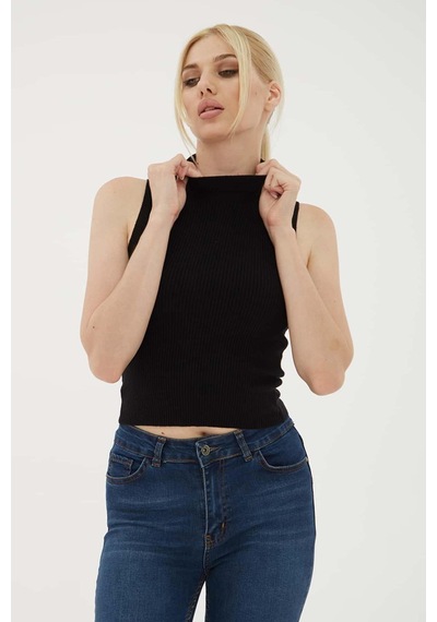 Fashion Friends 23k0064k1 Kadın Yarım Balıkçı Triko Bluz 23K0064K1-R1534 Siyah