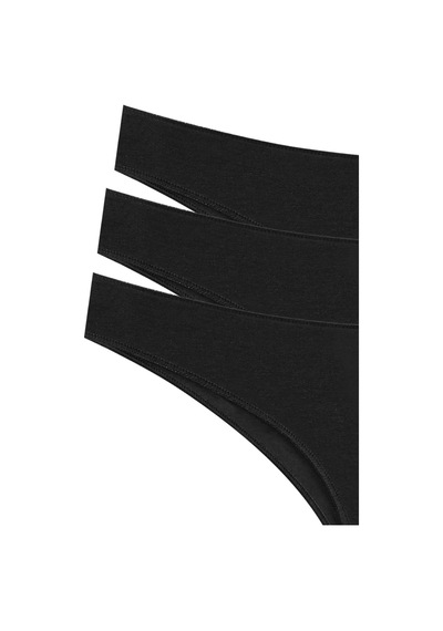New Lilla 10030 Brazil String İz Yapmaz 3'lü Kadın Külot Siyah