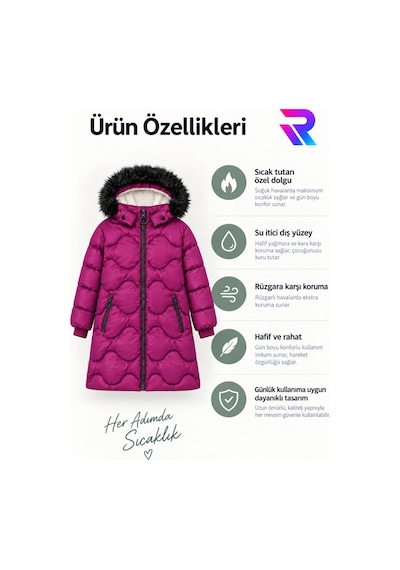 Regos Kız Çocuk Çıkarılabilir Kapüşonlu Kürklü Uzun Kapitone Şişme Kışlık Mont - Vişne Vişne Regos Kız Çocuk Çıkarılabilir Kapüşonlu Kürklü Uzun Kapitone Şişme Kışlık Mont - Vişne Vişne
