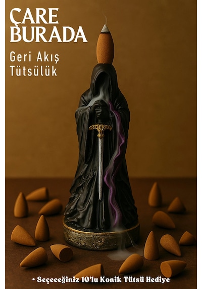 Azrail Geri Akış Tütsülük Seçeceğiniz 10'lu Konik Tütsü Hediye