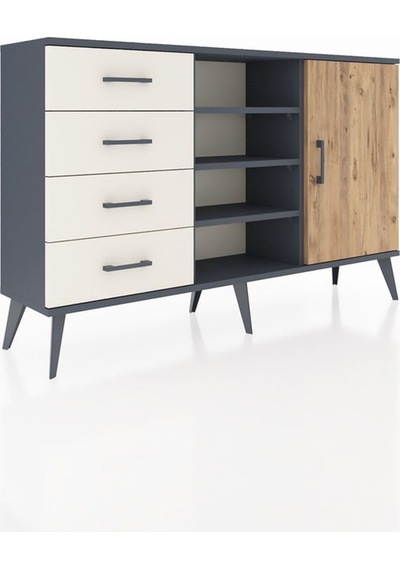 Arges Konsol 4 Raflı 4 Çekmeceli Tek Kapaklı 132x30x83 Antrasit-çam/aytaşı Çam/aytaşı Arges Konsol 4 Raflı 4 Çekmeceli Tek Kapaklı 132x30x83 Antrasit-çam/aytaşı Çam/aytaşı