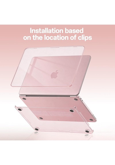 Macbook Uyumlu Neo 13inç A18 Pro A3404 Kılıf Kristal Ön Arka Şeffaf Kapak Pembe