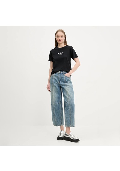 Kadın Nakışlı T-shirt Siyah-6408 SIYAH