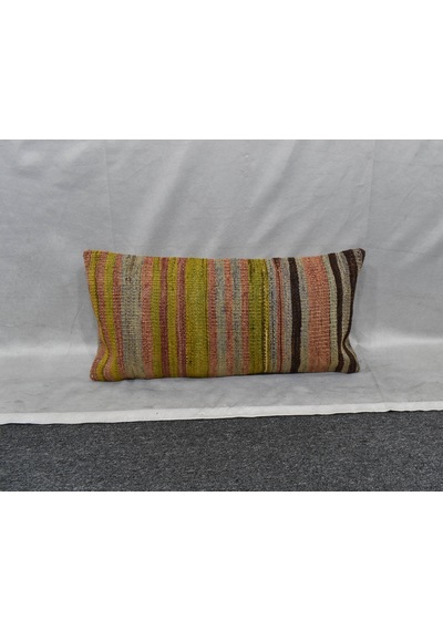 Zehra Abla Halı Yeni El Dokuma Dekoratif Lumbar Kilim Kırlent Yastık Kılıfı 6161