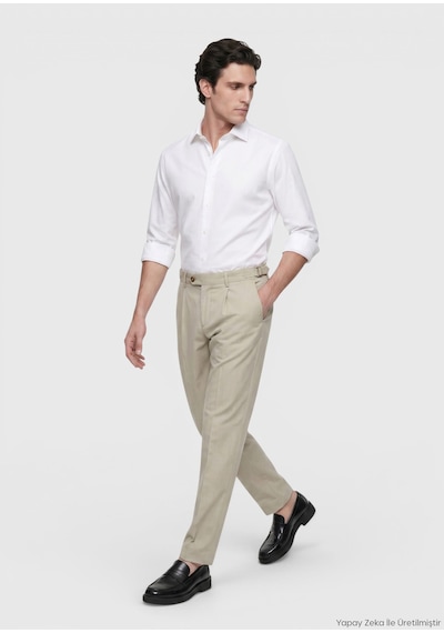 Ramsey Açık Yeşil Düz Dokuma Regular Fit Casual %100 Pamuk Pantolon