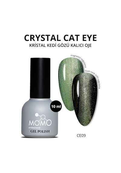 Momo Professional Kristal Kedi Gözü Kalıcı Oje Ce09 Yarı Şeffaf Yeşil 10 Ml
