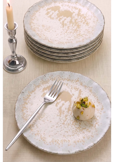 Vintage Cream Sirius 6'lı Pasta & Sunum Tabağı 22 Cm Çok Renkli