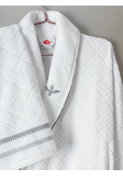Cotton Box Masculıne Carlos Aile Bornozseti Carlos Beyaz-antrasit Antrasit