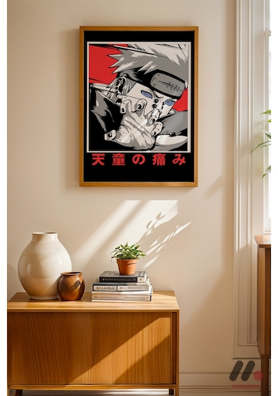 Naruto Pain Poster, Ahşap Çerçeveli Duvar Tablosu - Anime Severlere Özel Hediye