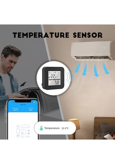 Tuya Smart Wifi Infrared Sıcaklık Ve Nem Kontrol Sensörü Amazon Alexa Google Home Uyumlu