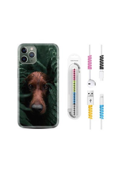 Apple Uyumlu iPhone 12 Pro Max Kılıf Kablo Koruyuculu Flowers Dog 1346