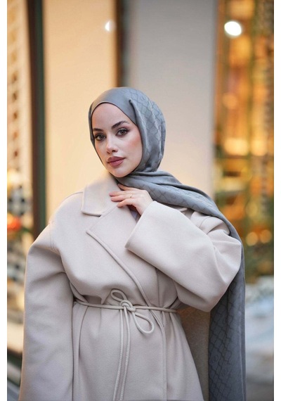 Imannoor Pencere Kafes Gri Ramy Jakar Şal 70x210 Gri