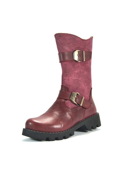 Pinky Hakiki Deri Bordo Fermuarlı Kız Çocuk Çizme 26-30 Bordo